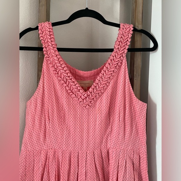 Abercrombie - Moulinette Soeurs Pink Black Polka Dot Fit and Flare Dress - Picture 3 of 5